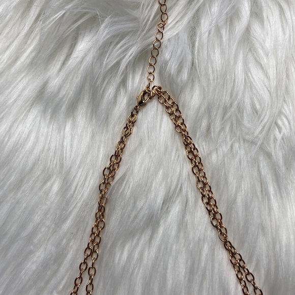 Silver and Gold Double Chain Plate Necklace - Picture 4 of 6